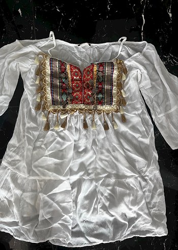 Püsküllü Nakışlı Beyaz Bohem Mini Tunik - Görsel 6