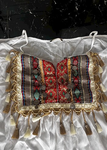 Püsküllü Nakışlı Beyaz Bohem Mini Tunik - Görsel 2