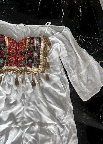 Püsküllü Nakışlı Beyaz Bohem Mini Tunik - Görsel 5