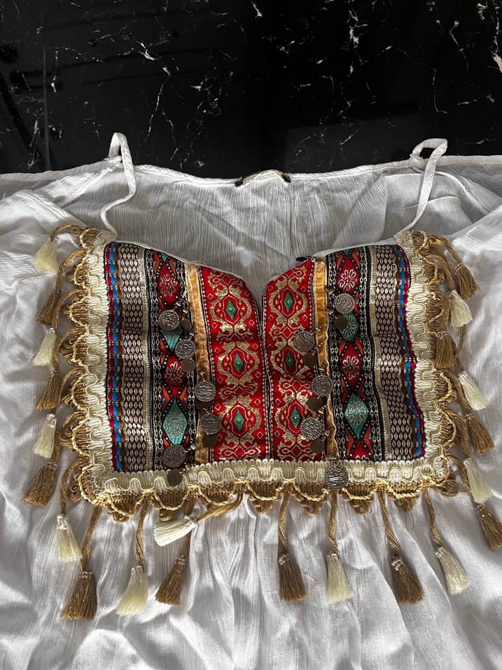 Püsküllü Nakışlı Beyaz Bohem Mini Tunik - Görsel 2