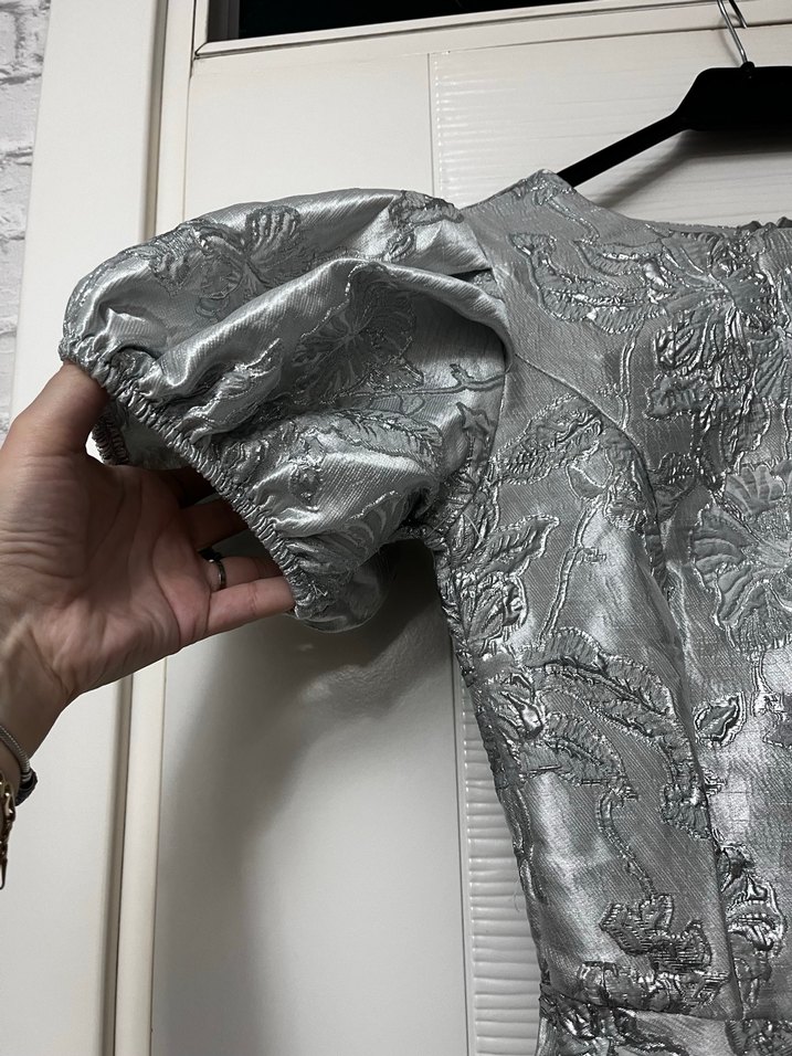 Gri Nakışlı Kısa Abiye Elbise - Görsel 4