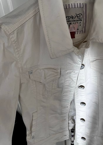 Esprit xs Beyaz Düğmeli Kadın Denim Ceket - Görsel 4