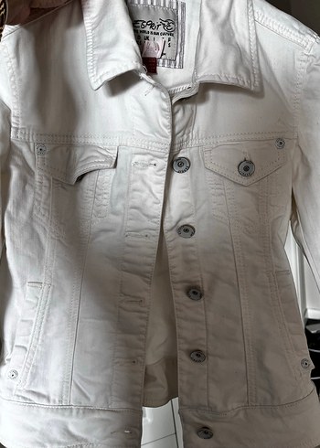 Esprit xs Beyaz Düğmeli Kadın Denim Ceket - Görsel 5