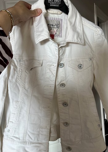 Esprit xs Beyaz Düğmeli Kadın Denim Ceket - Görsel 6