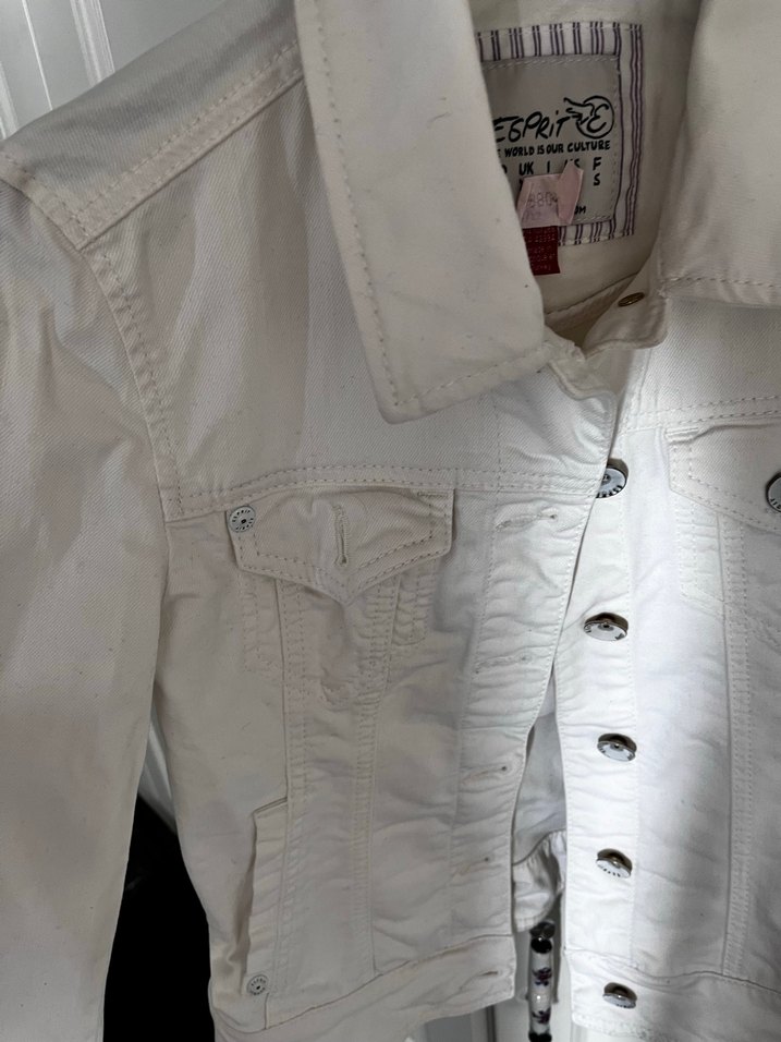 Esprit xs Beyaz Düğmeli Kadın Denim Ceket - Görsel 4