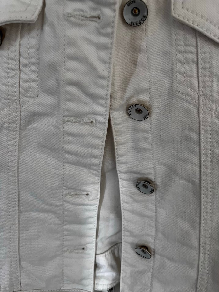 Esprit xs Beyaz Düğmeli Kadın Denim Ceket - Görsel 3