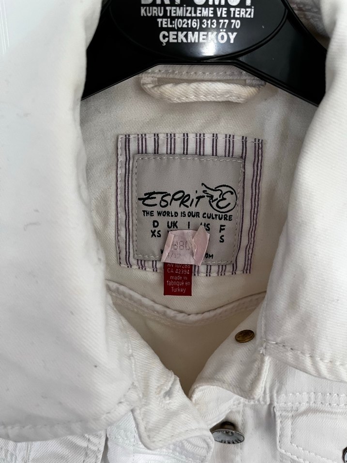 Esprit xs Beyaz Düğmeli Kadın Denim Ceket - Görsel 2