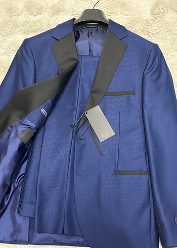 Erkek Mavi Düğmeli Klasik Kesim Takım Elbise (Smokin) - Görsel 2