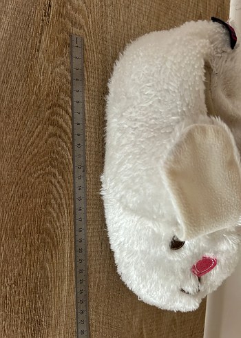 Kızlar İçin Beyaz Peluş Tavşan Ev Terliği - Görsel 4