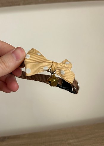 Kahverengi Kedi/ köpek Tasması Boyunluğu Fiyonk ve Zil - Görsel 4