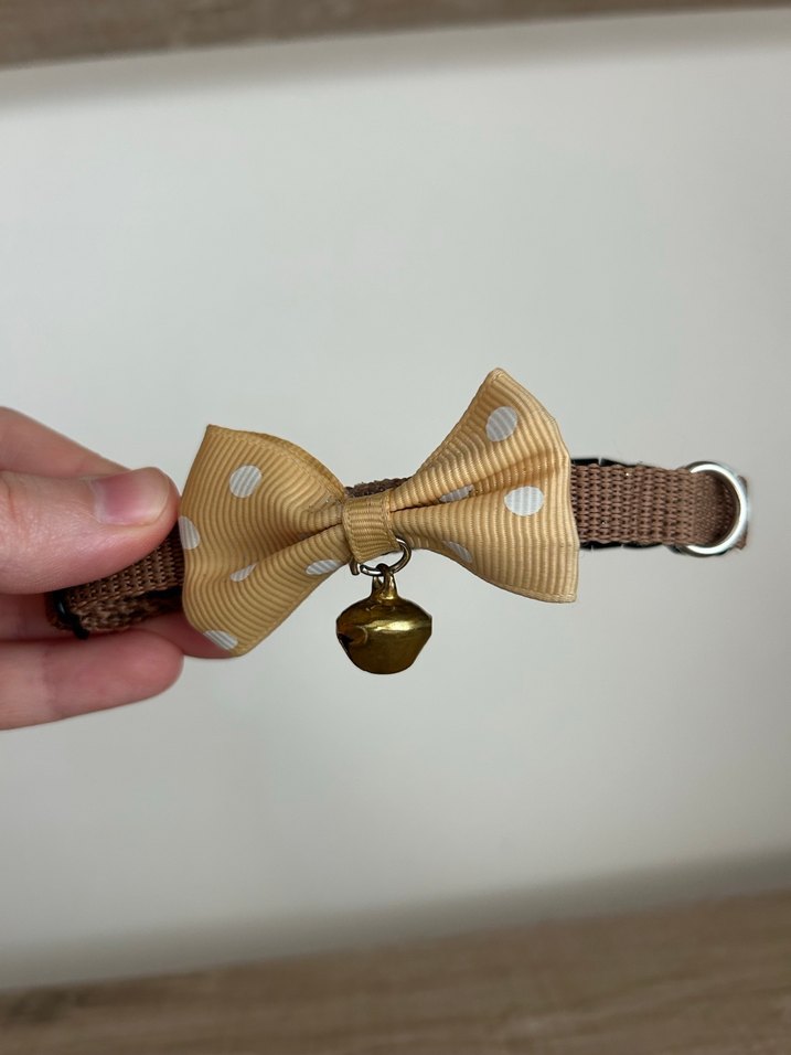 Kahverengi Kedi/ köpek Tasması Boyunluğu Fiyonk ve Zil - Görsel 3