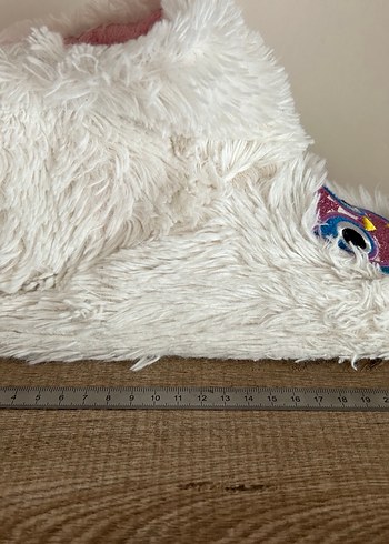 Beyaz Nakışlı Peluş Kız Ev Terliği - Görsel 6