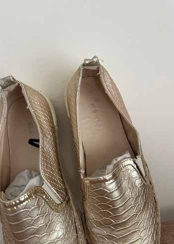 Kadın Altın Yılan Derisi Desenli Dolgu Topuk Espadril - Görsel 5