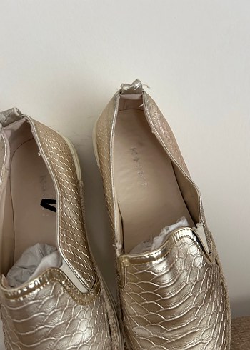 Kadın Altın Yılan Derisi Desenli Dolgu Topuk Espadril - Görsel 6