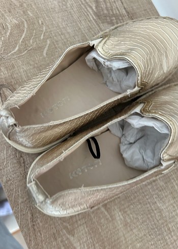 Kadın Altın Yılan Derisi Desenli Dolgu Topuk Espadril - Görsel 8