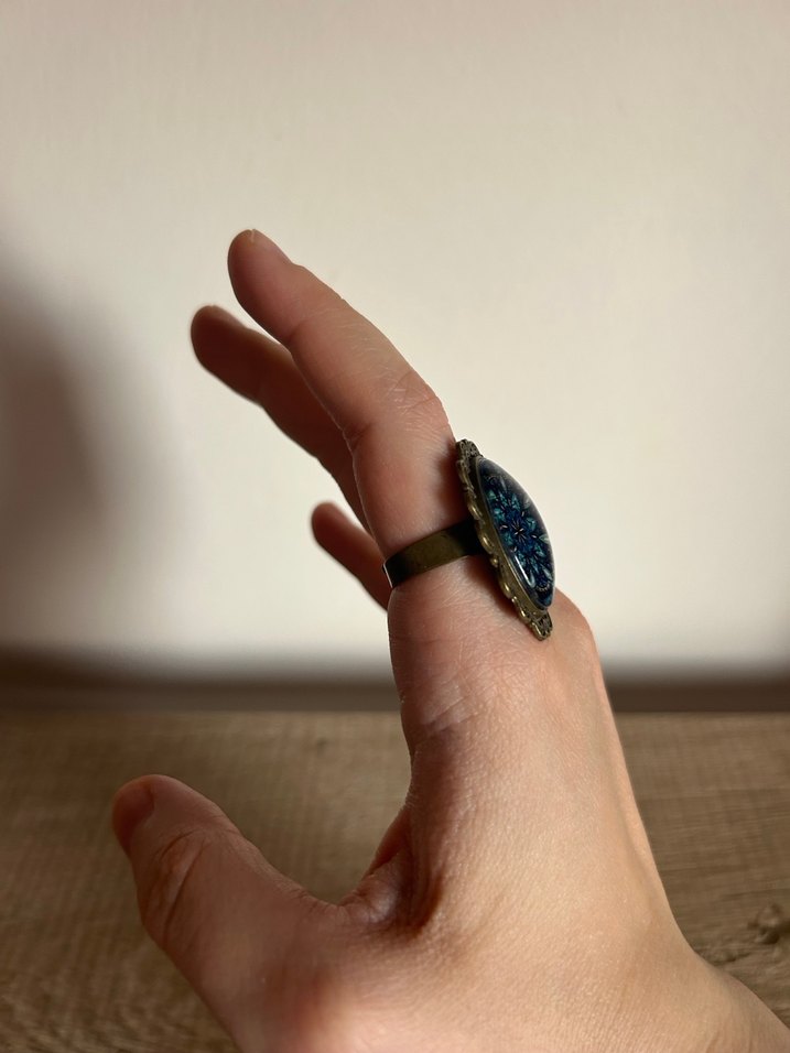 Turkuaz Desenli Bohem Kadın Yüzük - Görsel 4