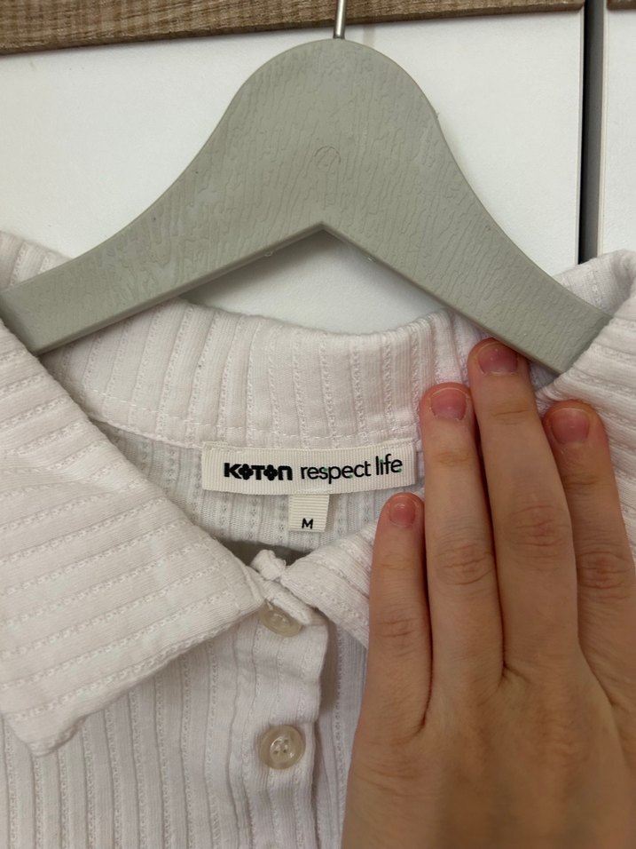 Kız Çocuk Beyaz Düğmeli Polo crop Tişört - Görsel 5