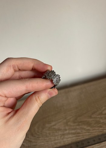 Dantel Desenli Gri Bohem Kadın Yüzük - Görsel 6