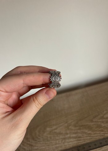 Dantel Desenli Gri Bohem Kadın Yüzük - Görsel 5