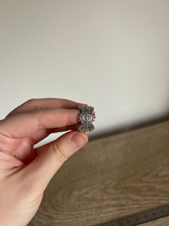Dantel Desenli Gri Bohem Kadın Yüzük - Görsel 5