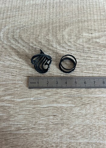 Siyah taşlı Desenli Yüzük - Görsel 6