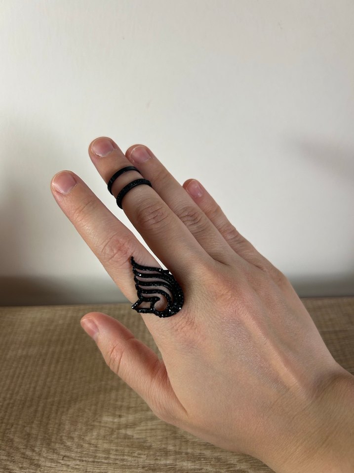 Siyah taşlı Desenli Yüzük - Görsel 4