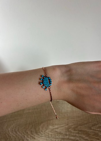 Turkuaz Boncuklu Minimalist Bileklik - Görsel 2