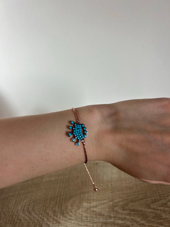 Turkuaz Boncuklu Minimalist Bileklik - Görsel 2