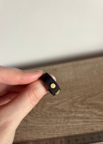 Siyah Boncuklu Minimalist Yüzük - Görsel 9