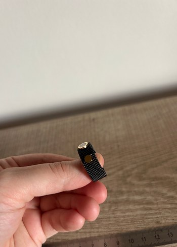 Siyah Boncuklu Minimalist Yüzük - Görsel 11