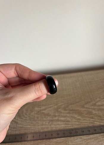 Parlak Siyah Minimalist Gotik Yüzük - Görsel 4