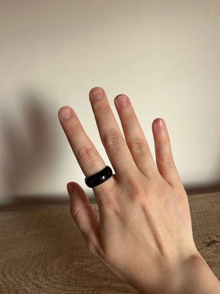 Parlak Siyah Minimalist Gotik Yüzük - Görsel 2