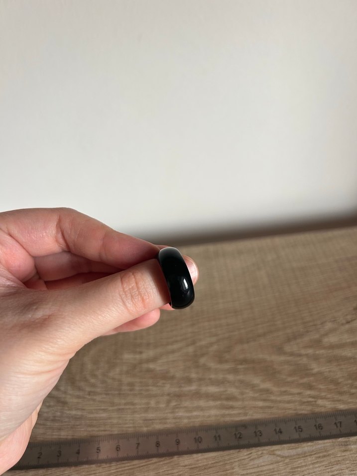 Parlak Siyah Minimalist Gotik Yüzük - Görsel 4