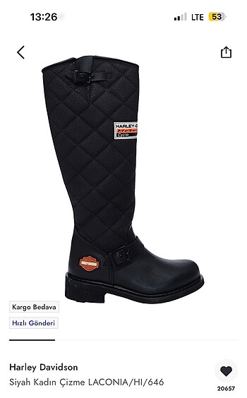 38 Beden Harley Davidson Kadın çizme