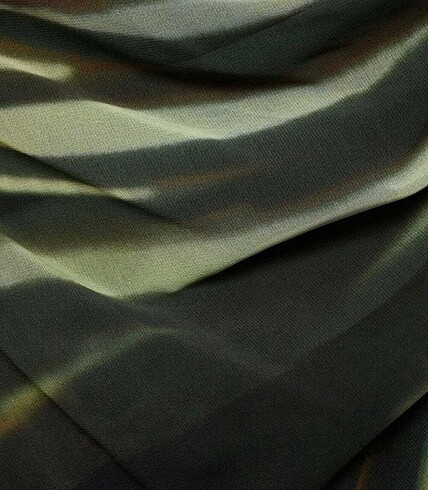m Beden yeşil Renk MANGO Drape Detaylı Yeşil Desenli Elbise