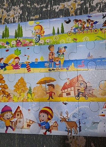 Beden Çocuk Puzzle Çiftlik Mevsimler Sayı Treni