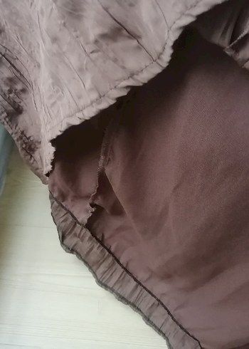 Bohem Tarzı Kahverengi Keten Uzun Elbise balon buruşuk görünümlü - Görsel 5