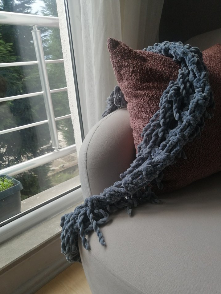 Gri Bohem Örgü Kadın Şal boyunluk - Görsel 4