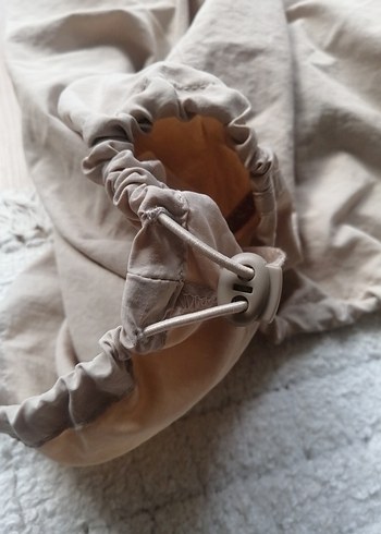 Bej Midi Keten Salaş Etek balon paraşüt modal kumaş etek - Görsel 8