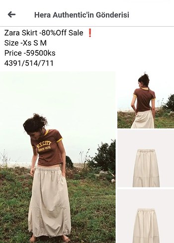 Bej Midi Keten Salaş Etek balon paraşüt modal kumaş etek - Görsel 3