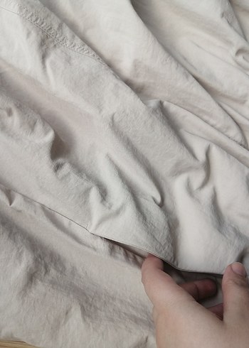 Bej Midi Keten Salaş Etek balon paraşüt modal kumaş etek - Görsel 5