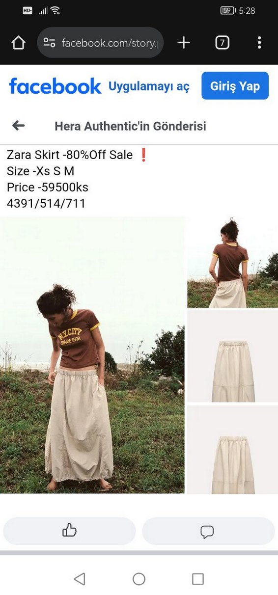 Bej Midi Keten Salaş Etek balon paraşüt modal kumaş etek - Görsel 3