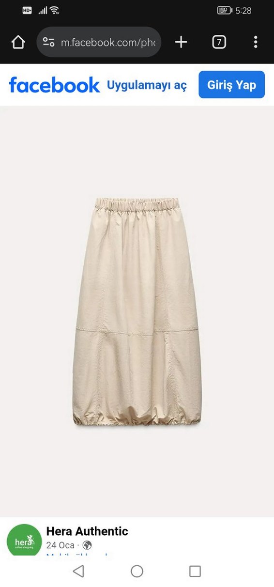 Bej Midi Keten Salaş Etek balon paraşüt modal kumaş etek - Görsel 2