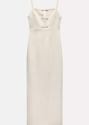 Beyaz Midi nişan nikah isteme  kalem Elbisesi - Görsel 4