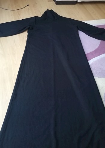 Uzun Siyah Drapeli Kadın Elbise - Görsel 3