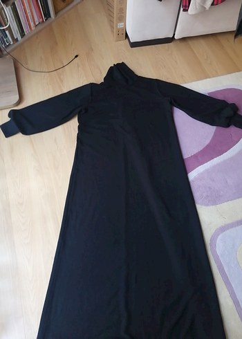 Uzun Siyah Drapeli Kadın Elbise - Görsel 2