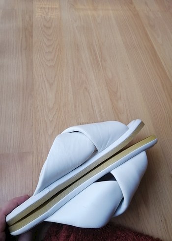 Beyaz deri zara Kadın Terlik - Görsel 8