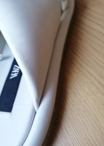 Beyaz deri zara Kadın Terlik - Görsel 4