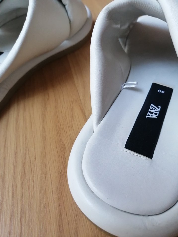 Beyaz deri zara Kadın Terlik - Görsel 2