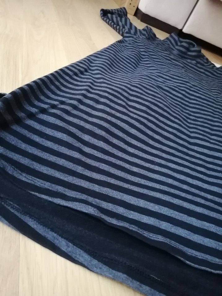 Gri Çizgili Yüksek Yakalı tunik Elbisesi - Görsel 4